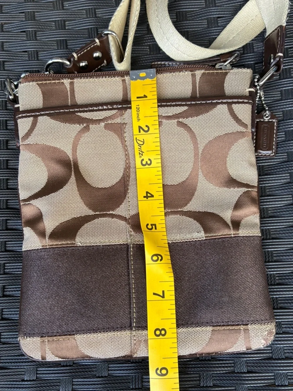 Coach Canvas Signature Crossbody in Brown and Beige